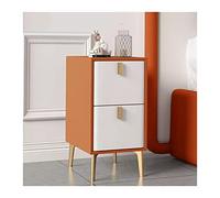 gC7aHx8 Camera da letto Comodino moderno con design in pelle artificiale sottile Gambe da tavolo in metallo Tavolino for dormitorio di casa appartamento （Arancione + bianco） Moderno(L30xD36xH52cm)