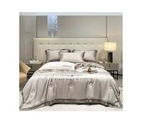 gC7aHx8 Copripiumino Matrimoniale Set di 4 trapunte lusso in raso, tinta unita, estive, morbide e lucide Morbido(Light Grey,180x220cm)