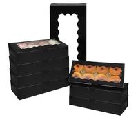 Gcardist 15 contenitori neri per biscotti con finestra, 30,48 x 13,97 x 6,35 cm, due utilizzi, per pasticceria, biscotti, pasticceria, per imballaggio (12 x 5,5 x 2,5 pollici)