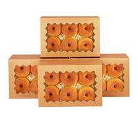 Gcardist Auto-Pop Up - Set di 6 scatole per biscotti marroni con finestra, 30,48 x 20,32 x 6,35 cm, due usi, pieghevoli in un secondo, per imballaggi
