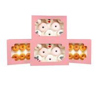 Gcardist Barattolo per biscotti rosa con finestra automatica pop up 30,48 x 20,3 x 6,35 cm, 6 pezzi, pieghevole per un secondo, scatola per pasticceria, biscotti, panetteria, scatola per imballaggio