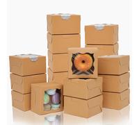 Gcardist Braun Bäckerei Boxen con Finestra 30 Pezzi 10,1 x 10,1 x 6,3 cm Mini Scatole per Biscotti Macaron Boxen Piccole Box per Donut e Dolci per Feste (10,2 x 10,2 x 7,1 cm)