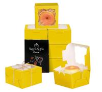 Gcardist Gelb Bäckerei Boxen mit Fenster 15 Stück 10,1 x 10,1 x 6,3 cm Mini scatola per biscotti Macaron Boxen Kleine Donut Gebäck Boxen für Party (10,2 x 10,2 x 6,3 cm)