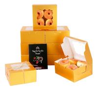 Gcardist Goldene Keks-Boxen mit Fenster 15 Stück 15,2 x 15,2 x 7,6 cm Scatola per gebäck per Hochzeit Gunst Geburtstag e feste (15,2 x 15,2 x 7,6 cm)