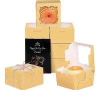 Gcardist Kamel Bäckerei Boxen con Finestra 15 Pezzi 10,1 x 10,1 x 6,3 cm Mini Scatola per Macarons e Piccoli Donut da Festeggiare (10,2 x 10,2 x 6,3 cm)