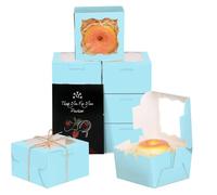 Gcardist Licht Blau Bäckerei Boxen mit Fenster 15 Stück 10,1 x 10,1 x 6,3 cm Mini scatola per biscotti Macaron Boxen Kleine Donut Gebäck Boxen für Party (10,2 x 10,2 x 6,3 cm)