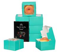 Gcardist Minz Blau Bäckerei Boxen con Finestra 15 Pezzi 10,1 x 10,1 x 6,3 cm Mini Scatola per Macarons e Donuts (10,2 x 10,2 x 6,3 cm)