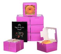 Gcardist Roland Bäckerei Boxen mit Fenster 15 Stück 10,1 x 10,1 x 6,3 cm Mini scatola per biscotti Macaron Boxen Kleine Donut Gebäck Boxen für Party (10,2 x 10,2 x 6,3 cm)