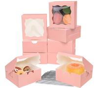 Gcardist Rosa Bäckerei Boxen mit Fenster 30 Stück 10,1 x 10,1 x 6,3 cm Mini scatola per biscotti Macaron Boxen Kleine Donut Gebäck Boxen für Party (10,2 x 10,2 x 5,3 cm)