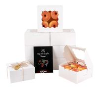 Gcardist Scatole per biscotti bianche con finestra, confezione da 15 pezzi, 15,2 x 15,2 x 7,6 cm, scatole per dolci da pasticceria per matrimoni, regali, compleanni e feste (6 x 6 x 3 pollici)