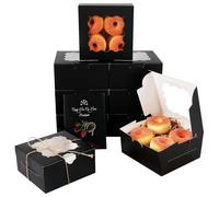 Gcardist Schwarz Keks-Boxen mit Fenster 15 Stück 15,2 x 15,2 x 7,6 cm Scatola per gebäck per Hochzeit Gunst Geburtstag e feste (15,2 x 15,2 x 7,6 cm)