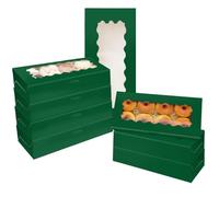 Gcardist Set di 15 scatole per biscotti verdi con finestra - 30,48 x 13,97 x 6,35 cm - Due utilizzi: pasticceria, biscotti, panetteria, scatola per imballaggio (12,00 x 5,50 x 2,5 pollici)