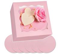 Gcardist - Set di 5 scatole per torte con finestra e 5 sottotorta rotondi da 15,24 cm, contenitori per torte (15,24 x 15,24 x 12,7 cm, rosa)