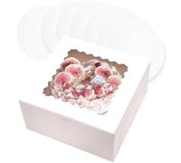Gcardist - Set di 5 scatole per torte con finestra e 5 sottotorta rotondi da 25,4 cm, contenitori per torte (25,4 x 25,4 x 12,7 cm, bianco)