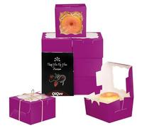 Gcardist Tiefes Lila Bäckerei Boxen mit Fenster 15 Stück 10,1 x 10,1 x 6,3 cm Mini scatola per biscotti Macaron Boxen Kleine Donut Gebäck Boxen für Party (10,2 x 10,2 x 6,3 cm)