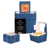 Gcardist Tinte Blau Bäckerei Boxen mit Fenster 15 Stück 10,1 x 10,1 x 6,3 cm Mini Cookie Boxen Macaron Boxen Kleine Donut Gebäck Boxen für Party (10,2 x 10,2 x 6,3 cm)