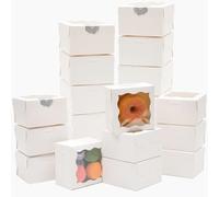 Gcardist Weiß Bäckerei Boxen con Finestra 30 Pezzi 10,1 x 10,1 x 6,3 cm Mini Scatola per Macarons Boxen Piccole Box per Donuts e Dolci per Feste (10,2 x 10,2 x 6,9 cm)