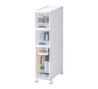 GCCSSBXF Carrello portaoggetti sottile e sottile, con 3 cassetti bianchi per piccoli angoli spaziosi, comodo mobile da cucina e bagno accanto al frigorifero, soluzione di stoccaggio in plastica da 16