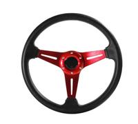 GCemptDMd Volante sportivo da 350 mm in alluminio PU da 14 pollici compatibile con il gioco di corse di simulazione di deriva universale(Red)