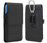 Gcepls Custodia per cellulare in nylon da uomo con clip in metallo e moschettone - portacellulare da cintura portatile verticale e orizzontale - Custodia per iPhone 16, 16 Pro, 15, 15 Pro, Samsung