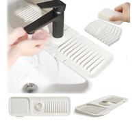 GCFTIFF Protezione per rubinetto e tappetino antigoccia, tappetino da cucina in silicone per drenaggio lavello, design tipo inclinazione di 5°, protezione rubinetto e tappetino drenaggio