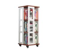 GCGC Libreria Girevole A 3 Ripiani, Scaffale Porta CD Mobile, Libreria For Bambini For Librerie, Soggiorno, Ufficio, Biblioteca (include Solo La Libreria)(Brown)