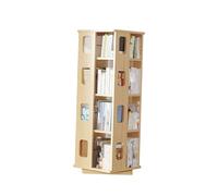 GCGC Libreria Girevole A 4 Ripiani, Libreria Girevole A 360°, Scaffale Porta CD For Ufficio, Biblioteca, Camera Da Letto, Soggiorno (include Solo Libreria)(Wood color)