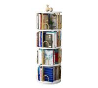 GCGC Libreria Girevole A 4 Ripiani, Scaffale Porta CD Video, Piccola Libreria Angolare For Camera Da Letto, Soggiorno, Ufficio, Biblioteca (include Solo Libreria)(White)