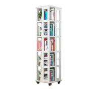 GCGC Libreria Girevole A 5 Ripiani, Scaffale Porta CD Da Pavimento, Libreria Girevole Con Ruote For Libreria, Soggiorno, Ufficio(White2)