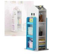GCGC Libreria Girevole for Bambini A 3 Livelli, Libreria Girevole, Espositore Girevole A 360° for Piccoli Spazi, Camera da Letto, Soggiorno, Ufficio, Biblioteca (Include Solo Libreria)(Blue)