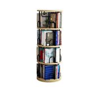 GCGC Libreria Girevole, Libreria Girevole Rotonda Con Esposizione A 360°, Piccola Libreria Angolare A 4 Ripiani For Camera Da Letto, Soggiorno, Ufficio(Wood color)