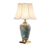 GCHBTMQ Boutiques UK 28.3” Modern Ceramic Table Lamp Hand Painted Flowers and Bell Shade Decor Classic Traditional Bedside Desk Nightstand Lamp lampada comodino