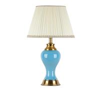 GCHBTMQ Boutiques UK Modern Ceramic Table Lamp,Hand-Pul Ceramic Table Lamp with Fabric Shade,Contemporary Nightstand Lamps for Living Room, Bedroom lampada comodino(Blauw)