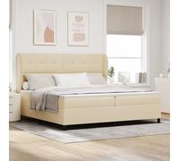 GCHDHAPB Letto a molle con materasso, in tessuto, 200 x 200 cm, colore: panna