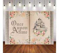 GCIREC 7x5ft Sfondo Libro Delle Fiabe C'era una Volta Castello Antico Magia Floreale Rosa Famiglia Festa Fotografia Sfondo Banner di Studio fotografico Bambini Fotografia Props