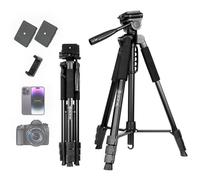 GCJUYA Treppiede per fotocamera, 206 cm, treppiede pesante per fotocamera con manico a 3 vie, treppiede professionale in alluminio con custodia per iPhone, DSLR/DV/Video/Proiettore/Telefono