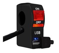 GCLANXI For accessori for motociclette Interruttore faro manubrio modificato Luce LED trasparente con caricabatteria for auto USB Interruttore 12V5A(Red)