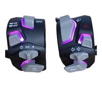 GCLANXI For interruttore manubrio universale for moto da 7/8'' 22 mm, faro, spia, indicatore di direzione, clacson, pulsante di avviamento e spegnimento con LED(PURPLE)