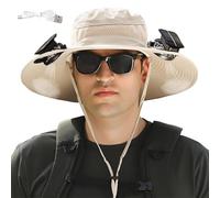 GCLCPAEN Cappello con Ventola Solare Ricaricabile, 2 Pezzi, con 4 Ventole Solari, Regolazione 54-60Cm, Doppia Alimentazione Solare + USB, 3 velocità del Ven-to, Tesa 12Cm, per Campeggio E Pesca,H