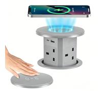 GCLCPAEN Prese A Scomparsa per Piani Cucina, Sollevamento Intelligente, con Caricatore Wireless da 15W, con 4 Prese Ca, Porte USB-C + USB-A, Design Nascosto, Presa A Sollevamento Idraulico C
