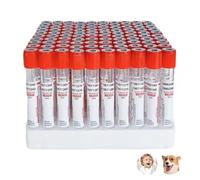 GCLCPAEN Provetta per Prelievo di Sangue Rosso,3Ml/5Ml/10Ml,Provette per Centrifuga,Provette per Prelievo di Sangue sotto Vuoto,Pressione Negativa,per Test di Laboratorio,Animali,100 Pezzi,10ml