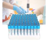 GCLCPAEN Provette per Prelievo del Sangue,Provetta per Prelievo del Sangue Sottovuoto da 2Ml,Prelievo del Sangue in Pet,Chiusura Ermetica,Pressione Negativa Standard,per Laboratori,100Pezzi,Blue