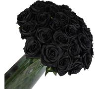 Gcljlmy 12 rose nere artificiali, 21 in singoli bouquet di rose di seta, fiori artificiali, rosa nera per sposa, bouquet di nozze, giardino, soggiorno, hotel, ufficio, decorazione (nero)