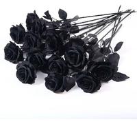 Gcljlmy 12 rose nere artificiali, 21 in singolo, fiori artificiali, rosa nera per sposa, bouquet di nozze, giardino, soggiorno, hotel, ufficio, decorazione (nero)