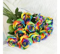 Gcljlmy 12 rose nere artificiali, 21 in singolo, fiori artificiali, rosa nera per sposa, bouquet di nozze, giardino, soggiorno, hotel, ufficio, decorazione (colorata)