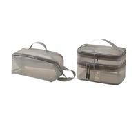 Gcljlmy 2 sacchetti per trucco in rete, organizzatore per cittadini, portatile, a doppio strato, per attività sportive all'aria aperta, grigio., A