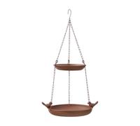 Gcljlmy Bagno per uccelli sospeso per esterni, casetta per uccelli a 2 ripiani, decorazione cortile, decorazione da giardino, bagno per uccelli in metallo per il sentiero nel cortile
