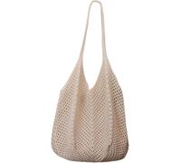 Gcljlmy Borsa all'uncinetto da donna borsa da spiaggia borsa a tracolla elegante borsa da viaggio estetica hobo per festa di pendolarismo, beige.