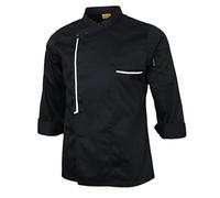 Gcljlmy Camicia da cucina a maniche lunghe, per gastronomia, chef, abbigliamento da lavoro, nero, XL