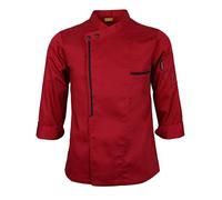 Gcljlmy Camicia da cucina a maniche lunghe, per gastronomia, chef, abbigliamento da lavoro, rosso, L